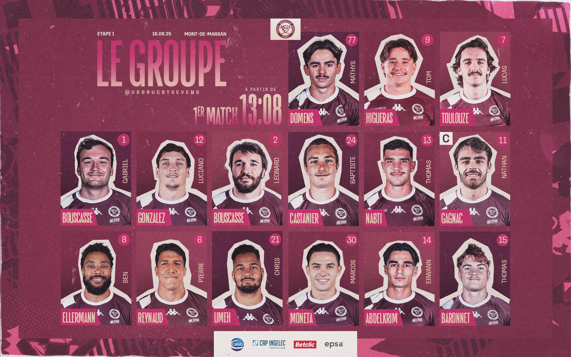Le groupe pour la première étape de l'In Extenso Supersevens